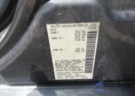 2020 Nissan Altima Sr Fwd z USA, uszkodzony, nr VIN 1N4BL4CV8LC284209